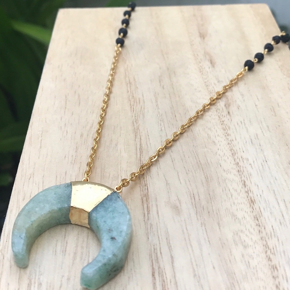 Jade Crescent Essential Oil Diffuser Necklace. - image 4